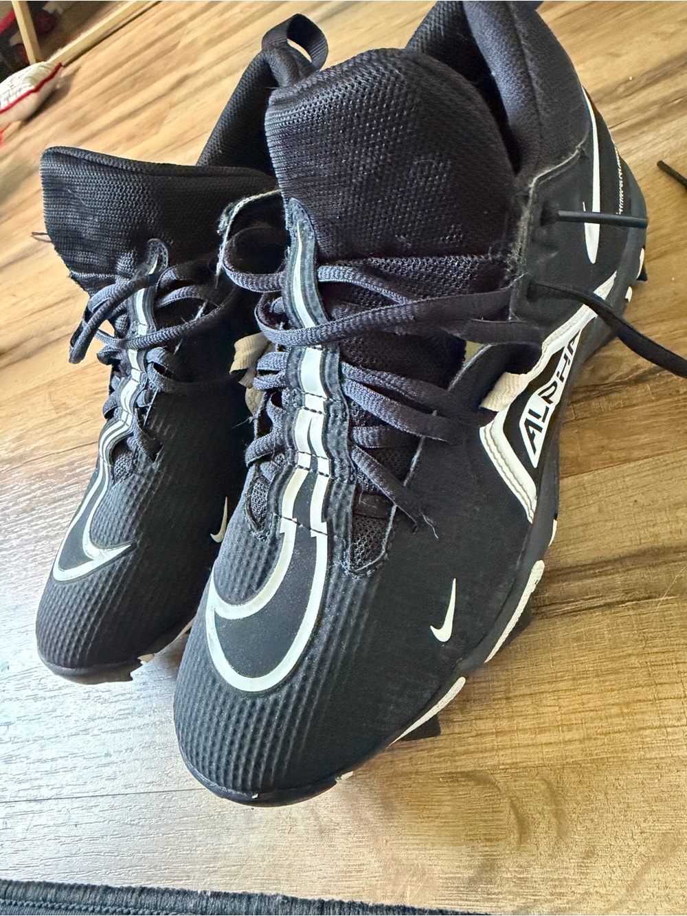 Nike Black and White Alpha Football Cleats